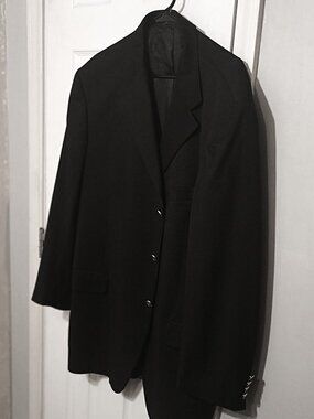 Zanieri Men Black Suit Jacket Only with a Coat of Arms Design Button  46L